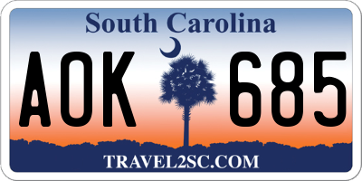 SC license plate AOK685