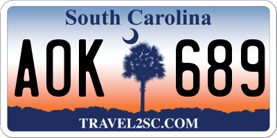 SC license plate AOK689