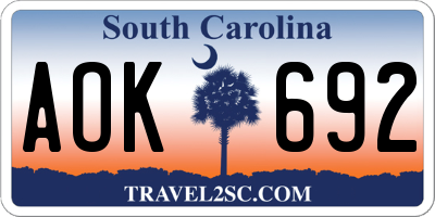 SC license plate AOK692