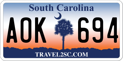 SC license plate AOK694