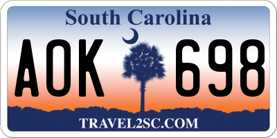 SC license plate AOK698