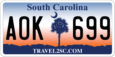 SC license plate AOK699