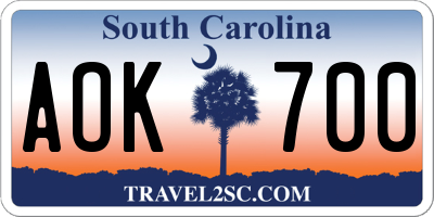SC license plate AOK700