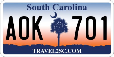 SC license plate AOK701