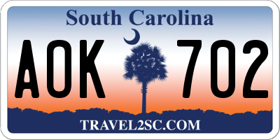 SC license plate AOK702