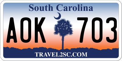 SC license plate AOK703