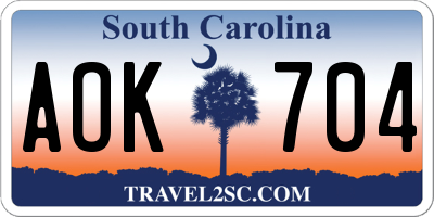 SC license plate AOK704