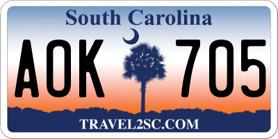 SC license plate AOK705