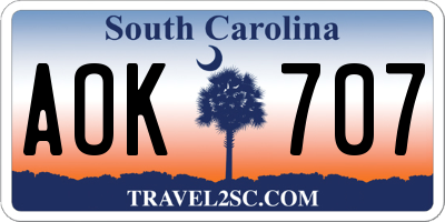 SC license plate AOK707