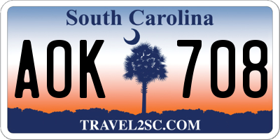 SC license plate AOK708