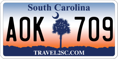 SC license plate AOK709