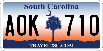 SC license plate AOK710