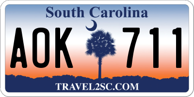 SC license plate AOK711