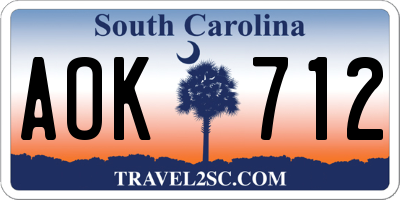 SC license plate AOK712