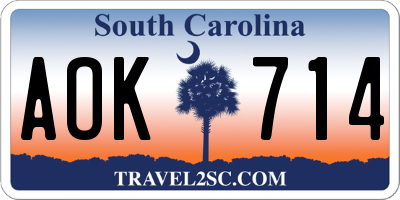SC license plate AOK714
