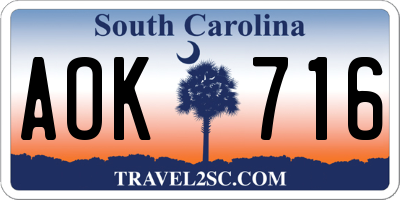 SC license plate AOK716