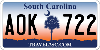 SC license plate AOK722