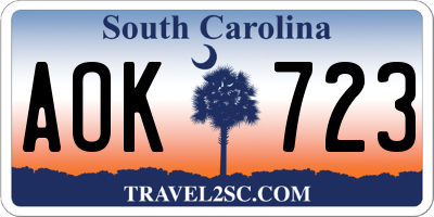 SC license plate AOK723