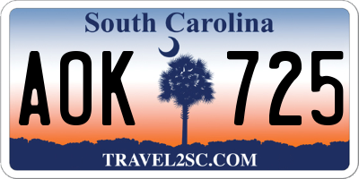 SC license plate AOK725
