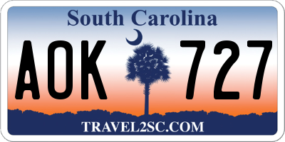 SC license plate AOK727