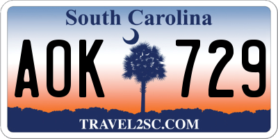 SC license plate AOK729