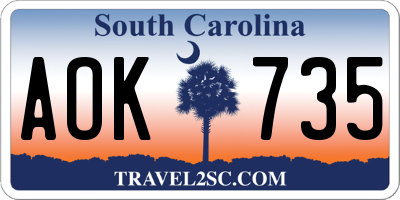 SC license plate AOK735