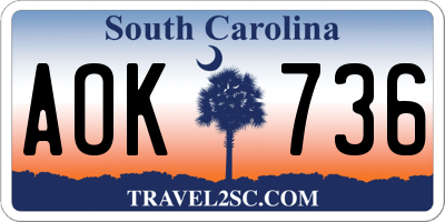 SC license plate AOK736