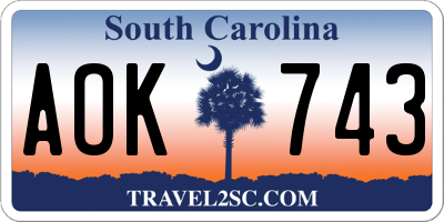 SC license plate AOK743