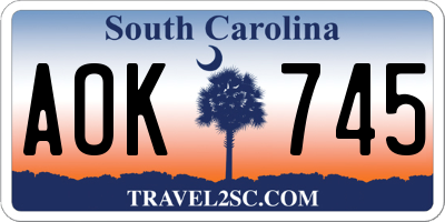 SC license plate AOK745