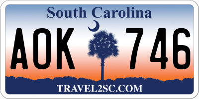 SC license plate AOK746