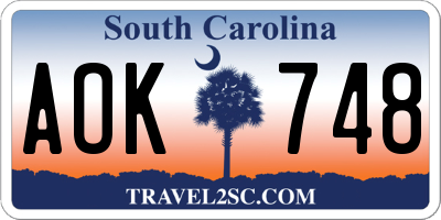 SC license plate AOK748