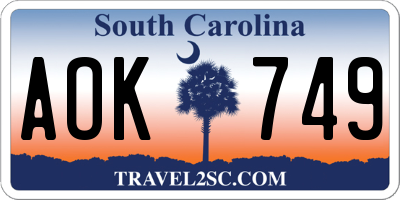 SC license plate AOK749