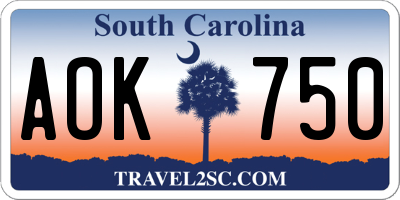 SC license plate AOK750
