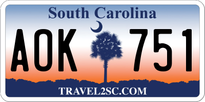 SC license plate AOK751
