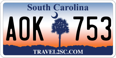 SC license plate AOK753