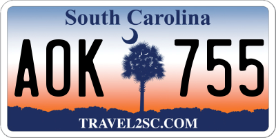 SC license plate AOK755