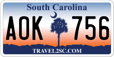 SC license plate AOK756