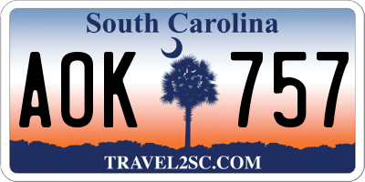 SC license plate AOK757