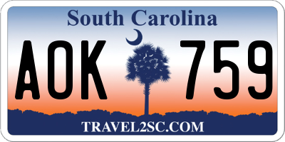 SC license plate AOK759