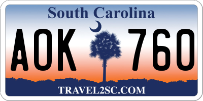 SC license plate AOK760