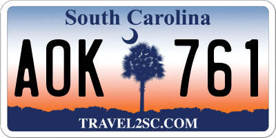 SC license plate AOK761