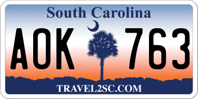SC license plate AOK763