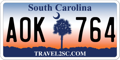 SC license plate AOK764