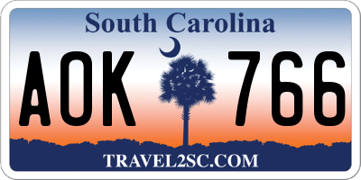 SC license plate AOK766