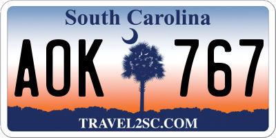 SC license plate AOK767