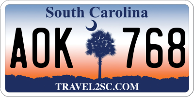 SC license plate AOK768