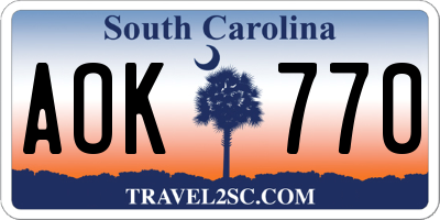 SC license plate AOK770