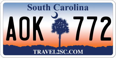 SC license plate AOK772