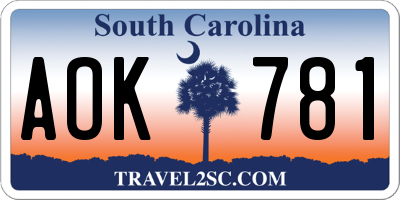 SC license plate AOK781