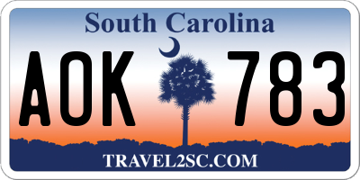 SC license plate AOK783